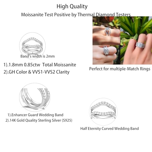 DovEggs Moissanite Curved Enhancer Guard Wedding Eternity Band 2ct F-G-H Color Pear Shaped Moissanite Halo Engagement Ring 14k Gold QUALITY Sterling Silver Wedding Rings for Women2