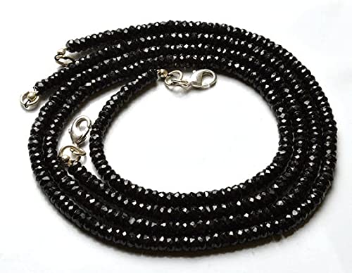 Perles spinelle noir 3.5-4mm fil 16 pouces pour bijoux en pierres naturelles facettées