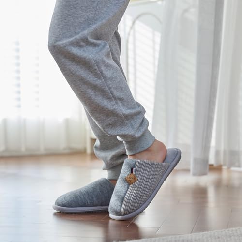 Image of GOEWY Mens Two-Tone House Slippers with Memory Foam Cozy Warm Slip On House Shoes for Indoor Outdoor Gifts for Men Him Dad