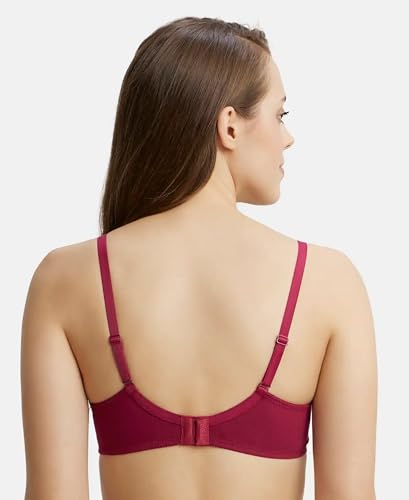 Image of Jockey FE23 Women Wirefree Padded Super Combed Cotton Elastane Stretch Medium Coverage T-Shirt Bra with Detachable Straps