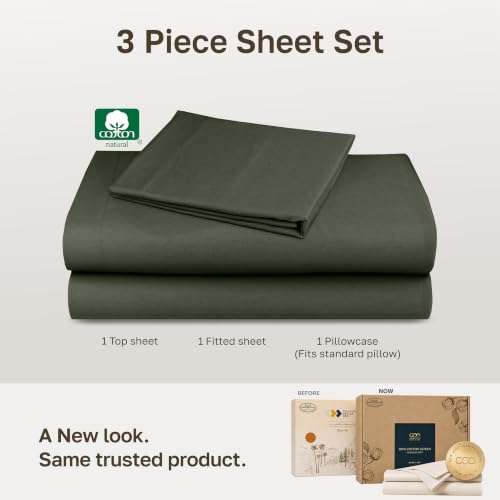 Image of Soft Natural 100% Cotton Sateen Dorm Sheets Twin XL Set, 3 Pc Set
