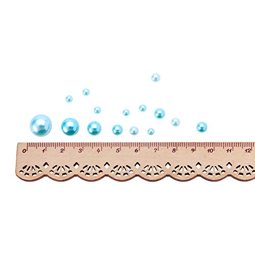 Ph Pandahall 690Pcs Half Round Pearl Beads 6 Sizes Flat Back Pearl Cabochon Faux Pearl Beads For Diy Scrapbook Phone Case Wedding Decor Hair Accessory Nail Art, Blue, 4/5/6/8/10/12Mm #TOP3
