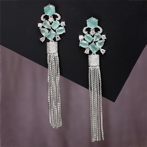 Rhodium Plated Drop Earrings