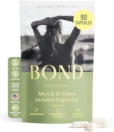 BOND Myo-Inositol & D-Chiro Inositol Supplement for Women | Supports PCOS & Hormone Balance, Ovulation & Regular Cycles – 40:1 Ratio | Fertility Supplements for Women | 90 Vegan Capsules (3/Day)