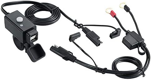 Waterproof Motorcycle USB Phone Charger Adapter with Power Switch 5V Dual Ports Smart Charging Power Socket for iPhone, Tablets, Samsung, Gopro