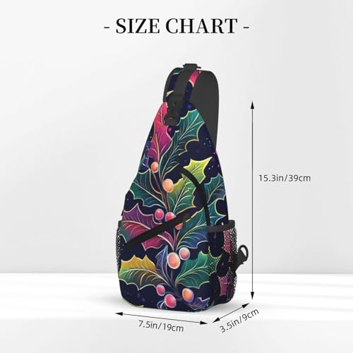 Bolso bandolera unisex con estampado de hojas coloridas miniatura 3