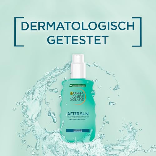 Garnier Ambre Solaire After Sun Spray für Gesicht & Körper – Beruhigendes & erfrischendes Feuchtigkeitsspray – Regenerierende Pflege gegen Rötungen & Spannungsgefühle – Verlängert die Bräune - 150ml