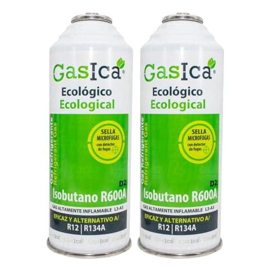 Ralertreik Gasica D2 Pack Ahorro (2 Botellas x226Gr) Gas Refrigerante Orgánico Ecológico Sustituto de R12, R134A valido para recargas en vehículos Nevera Congeladores