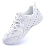JITUUE White Women Cheer Shoes Walking Girls Tennis Soft Dance Cheerleading Sneakers(White,7.5