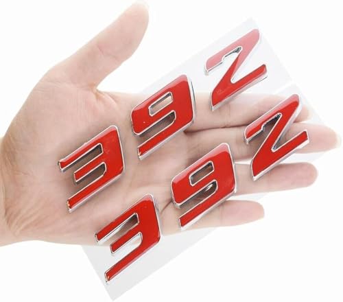 Pair 392 Emblem Side Rear Fender Badge Body Sticker Decal Logo Nameplate 3D Raised Strong Adhesive Replacement for 392 (Chrome Red)