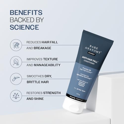Image of Bare Anatomy Expert Anti-Hair Fall Shampoo with Peptides (250ml), Anti-Hair Fall Conditioner with Rosemary (175ml) & Advanced Hair Growth Serum with Redensyl (30ml) Hair Fall Control For Men & Women