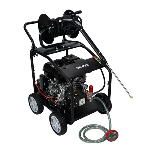 Dapper Supply 4350 PSI Cold Water Gas Pressure Washer 5.0 GPM Diesel Heated 50 ft Hose Electric Start Water-Cooled Triplex Pump 49-State Compliant (Gas Cold Water)