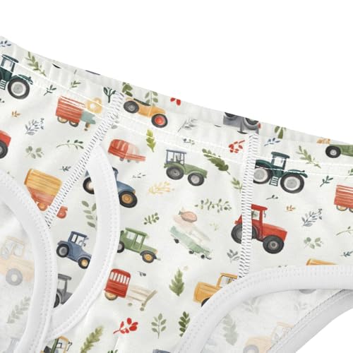 Boys' Exclusive Briefs Toddler Underwear 95% Combed Cotton Boxerbriefs 2T Cars Tractors Leaf Pattern4