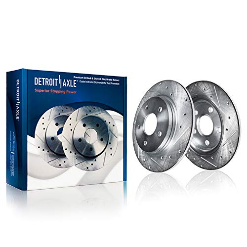 Detroit Axle - 10.67" (271mm) 5 Lug REAR Drilled and Slotted Brake Rotors for 2012-2017 Ford Focus