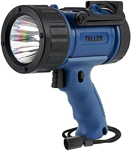 Taller Upgraded Rechargeable Spotlight with 10000 Lumens, 10000mAh Hand Held Work Lights Flashlight Warning Lamp, IPX7 Waterproof Lightweight LED Spotlight for Boat Camping, Hunting - Blue