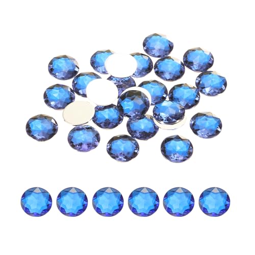 QUARKZMAN Gemas de Estrás Acrílicas con Respaldo Plano Redondas 20mm Azul Oscuro para Manualidades Ropa Zapatos Decoración DIY Regalos 50 Piezas
