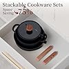 JEETEE Ceramic Cookware Set, 13 Pcs Pots and Pans Set Nonstick with Rotation Removable Handles, Healthy Non-Toxic Cooking Set for All Stoves, Stackable Pots Pans, Oven Safe, PFOA/PFOS Free, Black #4