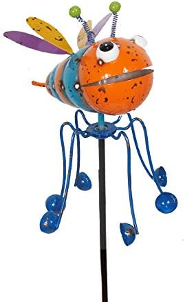 Painted & Enameled Bumblebee Stake with Kinetic Spinning Legs- Lawn & Garden DÉCOR