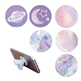 KEWUF 6 Stück Handy, Sternenhimmel Handy-Griffe, 360° Drehung Handy Ring Griffhalter Ausziehbarer Sockel und Griff für Smartphones und Tablets mit einem Klappbar und Versenkbar