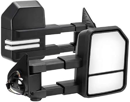 SAN HIMA ABS Black Turn Signal Light Truck Extendable Side Towing Mirrors Compatible with Toyota Hilux 2015+