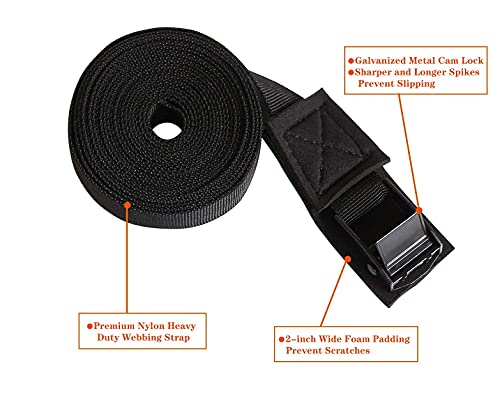 Moocy Lashing Strap 10 Ft X 1" Tie Down Straps Cargo Kayak Strap Thickened Sturdy Cam Lock Buckle (Black 2 Pack) #TOP4