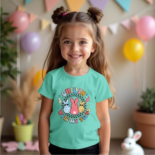 Toddler Baby Boy Girl Easter Shirt Cute Bunny Graphic T-Shirt Funny Chillin' with My Peeps Tee Short Sleeve Tops4