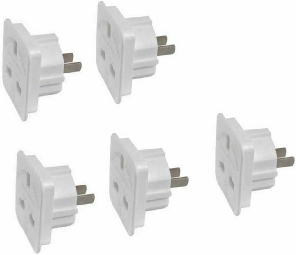 High Grade [5 PACK] Travel Adapter Converts UK Plug to 2 pin (Flat