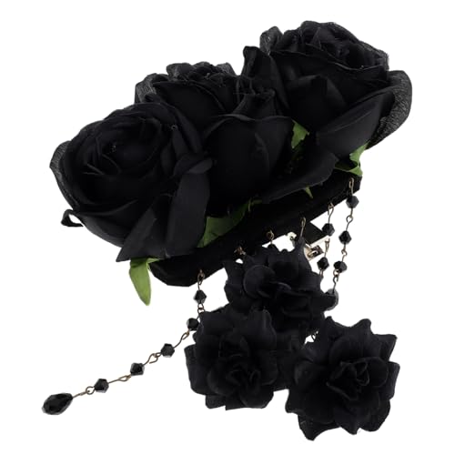 BAZEITFLOW Pinza para el cabello alfombra decorativa accesorios para el cabello pinzas para el cabello pinzas para el cabello góticas accesorios góticos para el cabello para mujeres Black