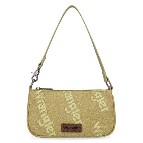 Wrangler Printing Shoulder Bags for Women Cluth Tote Handbag 90s Retro Hobo Purses Top-Handle Underarm Handbag WG113-001GN