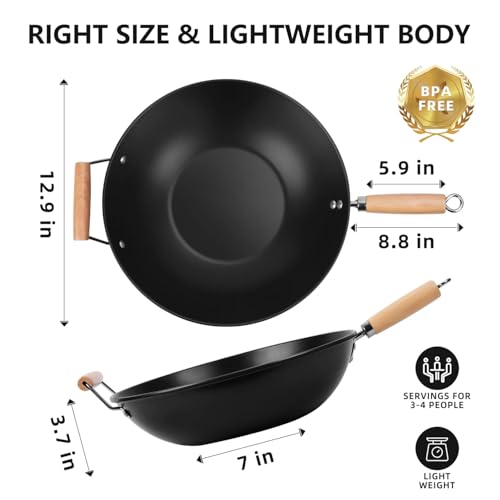 VTFGPSX Easy clean, hand wash recommended Carbon Steel, Non-Stick, NS Wok