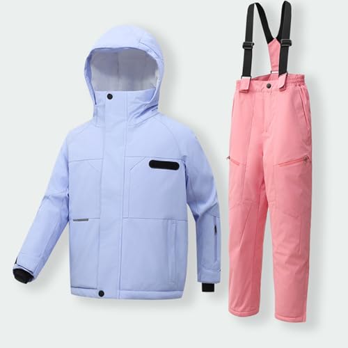 Boys Girls Winter Ski Jacket & Pants Set 2-Piece Snowsuit | Children's Hooded Windproof Coat with Ski Bib Pants Ski Suit4