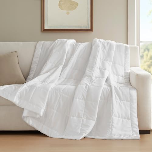 Madison Park Windom Down Alternative Blanket, Premium 3M Scotchgard Moisture Wicking Treatment, Lightweight and Soft Bed Cover For All Season, Satin Trim, White Full/Queen - Thumbnail 3