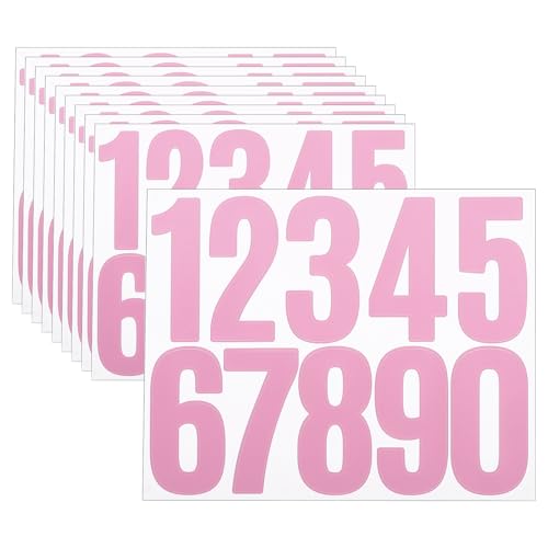 QUARKZMAN 10 Feuilles Numéros De Maison En Vinyle, 3 Pouces Autocollants Numériques Imperméables Pour Boîte Aux Lettres, Panneau, Fenêtre, Porte, Numéro D'Adresse, Rose