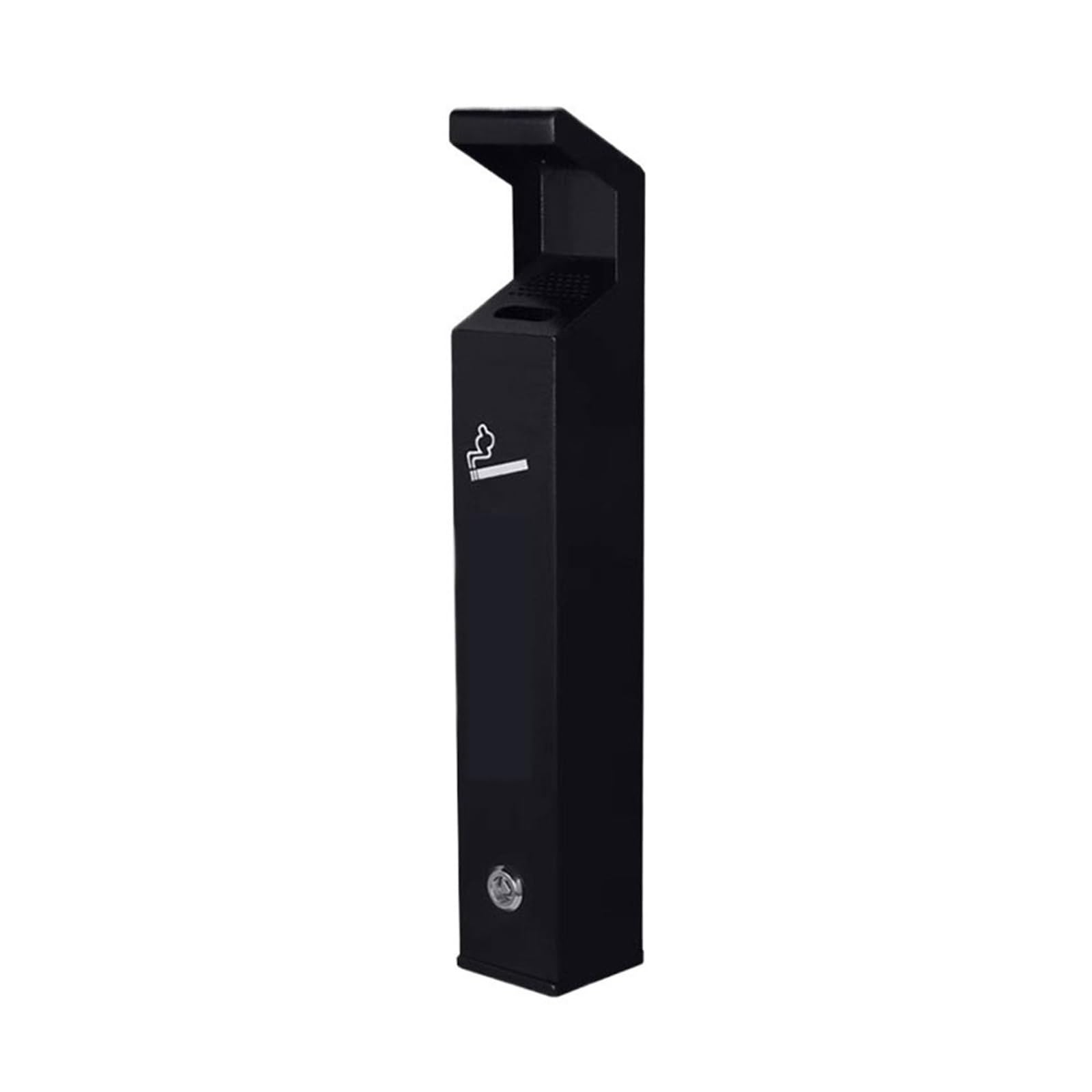 Stand ashtray Wall Mounted Rainproof Ashtray Outdoor Public Iron Baked Ename Ash Column Pillar(Black)