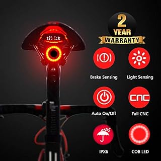 Smart Bike Tail Light, USB Rechargeable Ultra Bright Rear Bike Light Auto On/Off