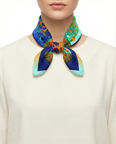 Image of Satin Silk Small Square Scarf for Women, Printed Soft and Comfy Neck Head Tie Scarf Bandana
