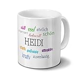 printplanet Tasse mit Namen Heidi - Positive Eigenschaften von Heidi - Namenstasse, Kaffeebecher, Mug, Becher, Kaffeetasse - Farbe Weiß