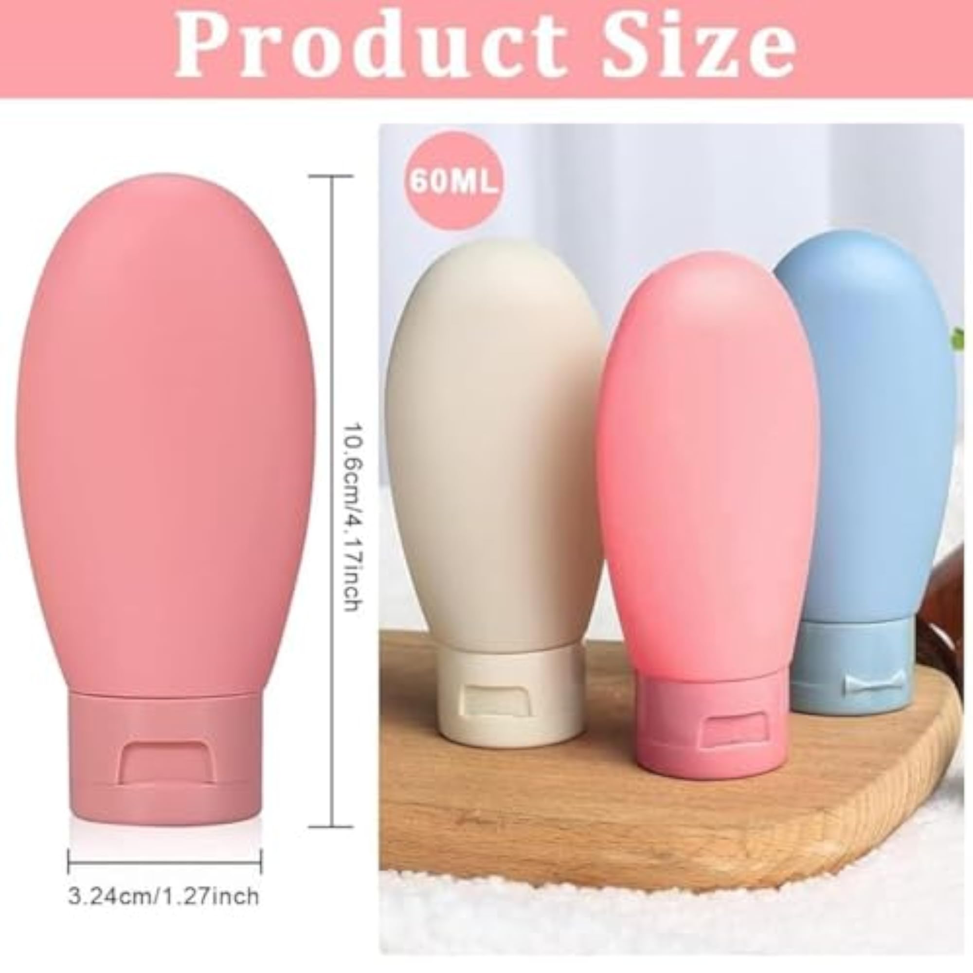 Portable Silicone Travel Bottles, Leak Proof Squeezable Containers