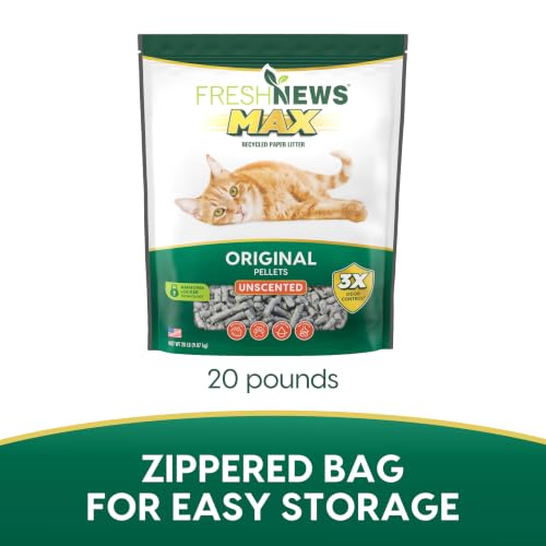 Image of Fresh News MAX Unscented Original Cat Litter, Non-Clumping, 20 lb