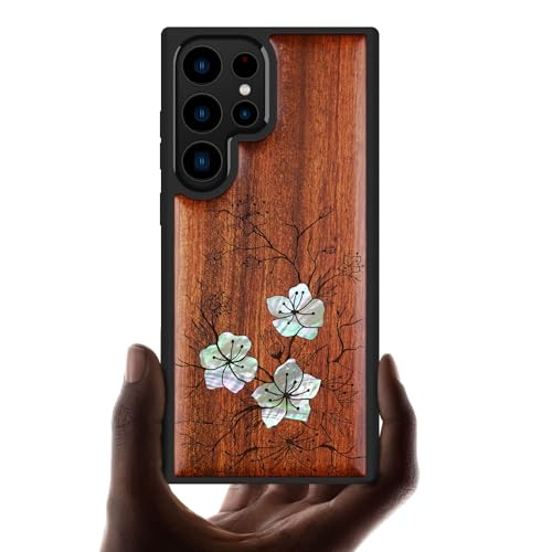 Coque Samsung S23 Ultra bois gravé Sakura pour le quotidien et le bureau