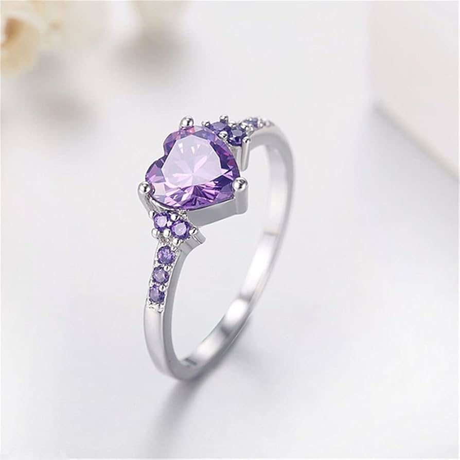 Amazon.com: Nature Purple Crystal Womens Ring 925 Sterling