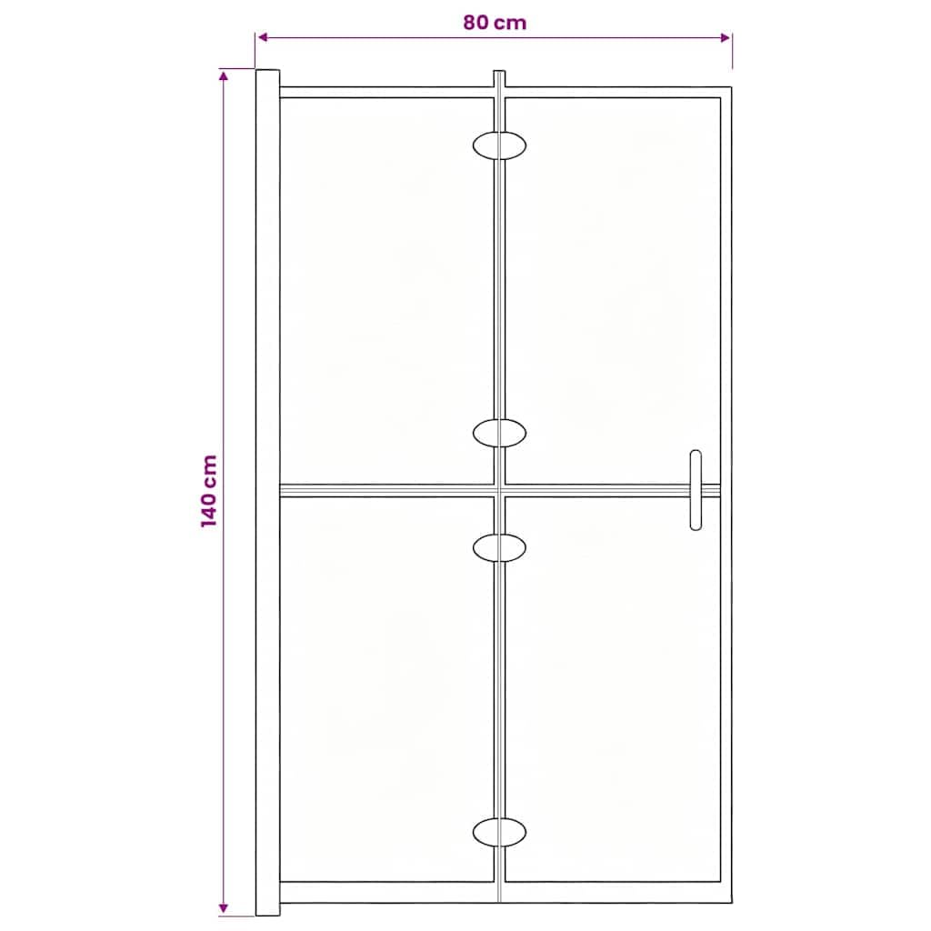 Box doccia pieghevole, nero, 80 x 140 cm, in vetro di sicurezza ESG, per vasca da bagno