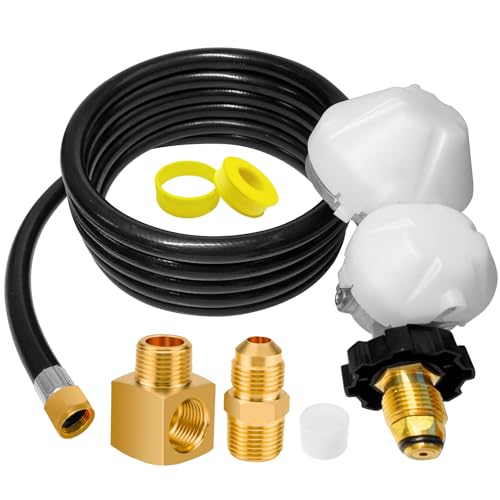 12FT F273684 Propane Hose with 2-Stage Regulator, POL Fitting & 3/8' Propane Adapter, F...