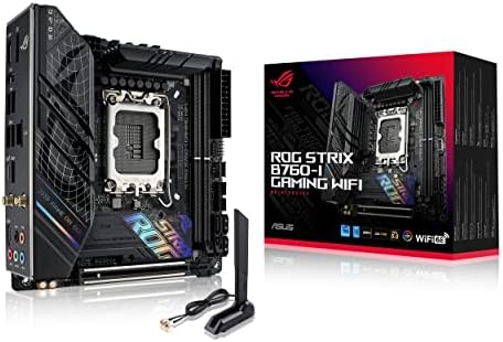 ASUS ROG Strix B760-I Gaming WiFi - Placa Base Intel B760 (LGA 1700 Mini ITX, 8+1 DrMOS, DDR5 hasta 7600 MT/s, PCIe 5.0, Dos Ranuras M.2, WiFi 6E, USB 3.2 Gen 2x2 Type-C y Aura Sync RGB), Negro