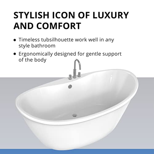 Dreamline Caspian 66 In. W X 36 In. D Freestanding Bathtub In White #TOP7