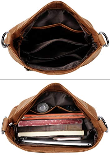 Image of YALUXE Women's Real Leather Shoulder Bags Hobo Handbag Purse Crossbody Bag