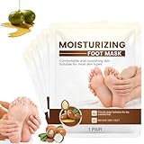 6 Paar Fußmaske, Feuchtigkeitsspendende Fussmaske Socken mit Sheabutter, Jojobaöl & Vitamin E, Fußpflege gegen sehr trockene & rissige Füße, Anti-Hornhaut Foot Mask für Männer und Frauen