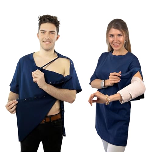 Inspired Comforts Left Shoulder & Side Access Post Surgery & Rehab Unisex Snap Shirt