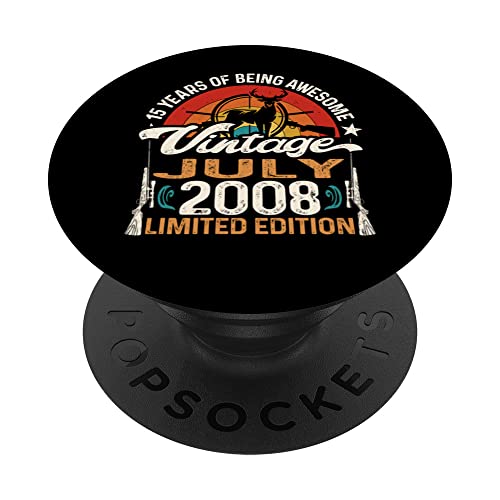 Cazador de caza de ciervos Buck de 15 años de edad, julio de 2008, 15 cumpleaños PopSockets PopGrip Intercambiable