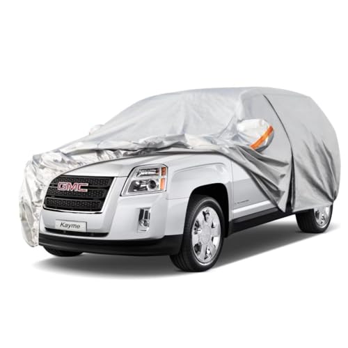 Kayme SUV Car Cover Fit for GMC Jimmy (1970-2005) Automobiles All Weather Waterproof, Outdoor Cover Sun Rain Protection, with Lock and Zipper Door.Silver